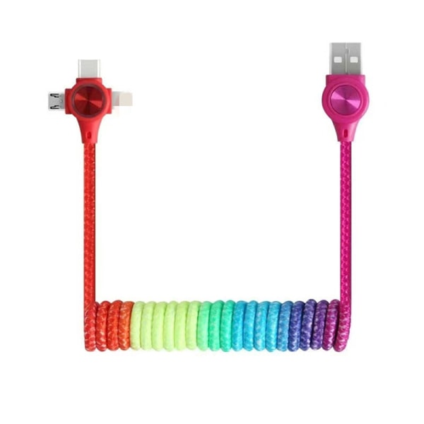 3-i-1 1,2M indtrækkelig USB-datakabel Type-C hurtiglader 3 i 1