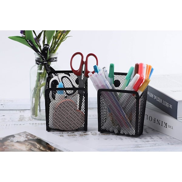 2-pack magnetisk pennhållare, mesh förvaringskorg Organizer