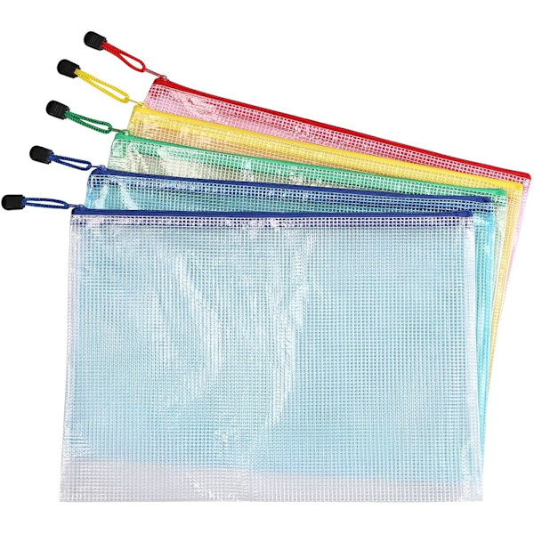 A4.5 Styck Dokumentpåse Filfickor.Pvc-dragkedjapåse Mapp