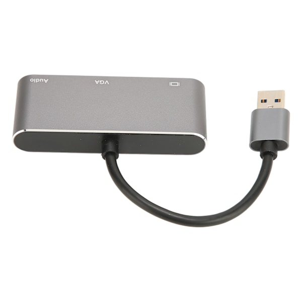 USB3.0 till High Definition Multimedia Interface VGA Adapter USB Delad Skärm 1080P Fri Drivrutin Silvergrå 3 I 1 Hub