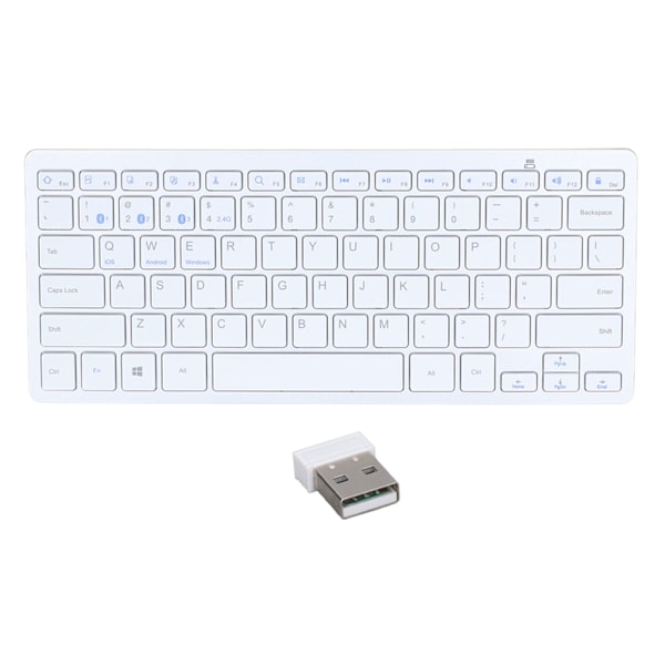 Bluetooth-tastatur for nettbrett PC, ultratynn, bærbar, 78 taster, hvit trådløs Bluetooth-tastatur for IOS for Android