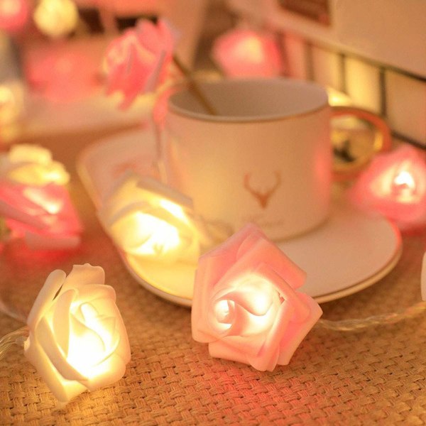 Blomsterlyslenke, 20 LED 3 Meter Rose Lyslenke