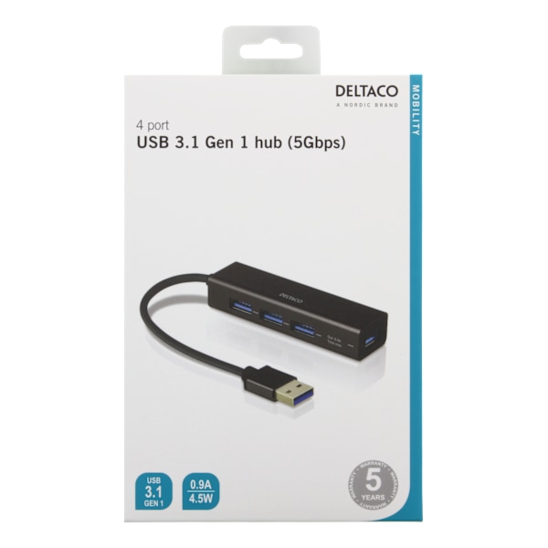 USB3.0 4-portin hubi musta