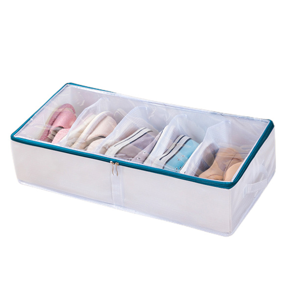Under sängen Skoförvaring Organizer Clear Window Design Passar för höga klackar och tennisskor Navy Blue Small