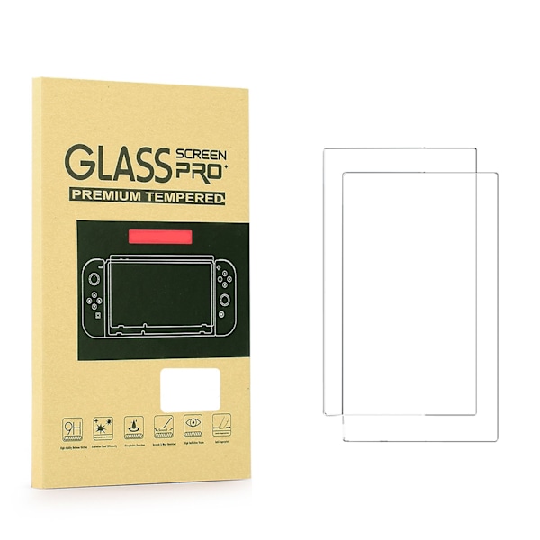 2 stk Hærdet Glas Skærmbeskytter Fingeraftrykssikker Høj Hårdhed HD Klar Skærmbeskyttelsesfilm til Switch Host