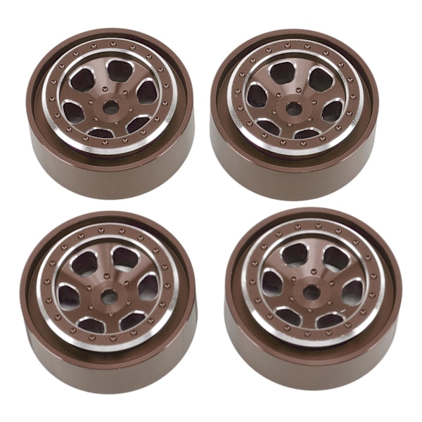 4st 1,3 tums hjulfälgar Aluminiumlegering 6 Håls Hjulfälgsnav för Traxxas TRX4M 1/18 RC Crawler Brons