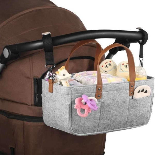 Baby Organizer Kurv Tote Bag LYSEGRÅ light grey L