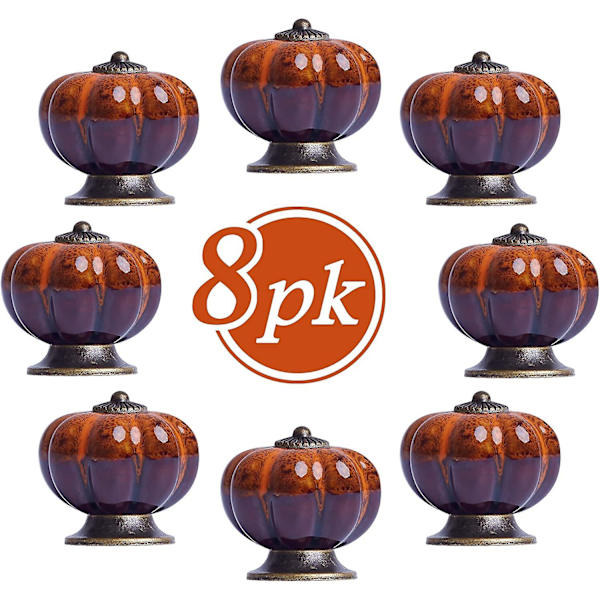 8 stk. Greb Køkkenmøbler Dørgreb Skabsknapper Skabgreb Knapper Keramik (orange)