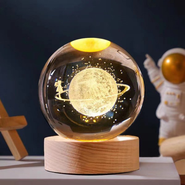 Moon Crystal Ball Stand (3,15 tommer), 3D krystalkugle med LED-lys, K9 klar krystalkugle til boligindretning