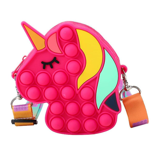 Tytöt Yksisarvinen Push Bubble brevpappersväska Pop It Sensory Fidget Lelu Lahja