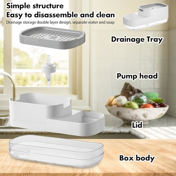 2 i 1 opvaskmiddelpumpe dispenser, opvaskmiddel dispenser