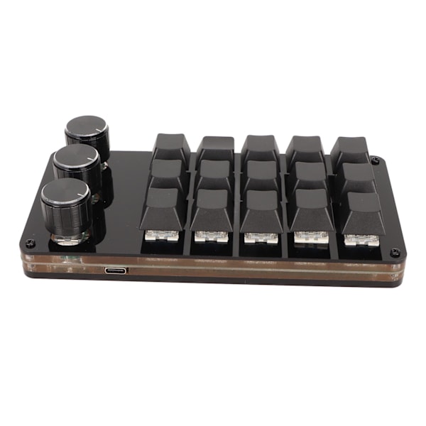 Mini Egendefinert Tastatur 15 Taster 3 Knotter Programmerbar Blå Bryter Hot Swappable Programmering Makrotastatur for Dataspill