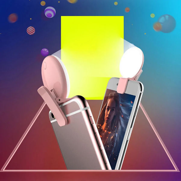 Bærbar Selfie Flash LED Clip-on Selfie Lys til Nat Sort 57*40*27mm blue