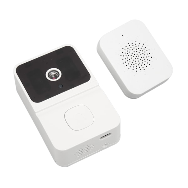 Smart Trådlös Fjärr Video Dörrklocka WiFi Kamera Intercom Dörrklocka med Rörelsedetektering Mörkerseende Inomhusringklocka Vit