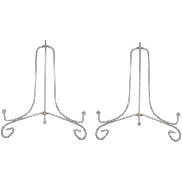 (2-pak) 6\" Stativ til jernplade, Sølv Iron Plate Plate Display Fotoholder Stativ, Visning af tavlerammer, kogebøger, dekorative tallerkener