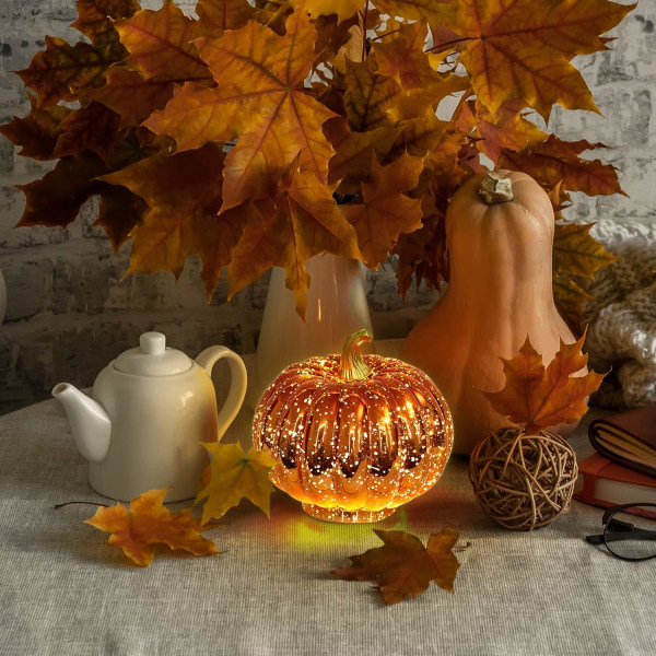 Lasinen Halloween-kurpitsalyhty koriste pyöreä