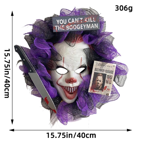 Halloween Moon Cat Garland Door Pendant Festival Kuolleet oksat Kasvit New Moon Halloween Decoration Purple Mask Knife