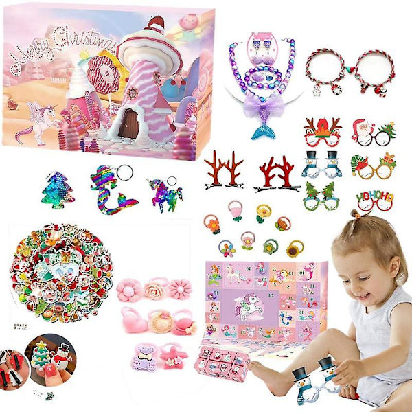Jule-adventskalenderboks 24 stk Prinsesse Legetøjsmakeup Sæt Søde Enhjørninger Legetøj Snemand til Piger Julegaver style 3