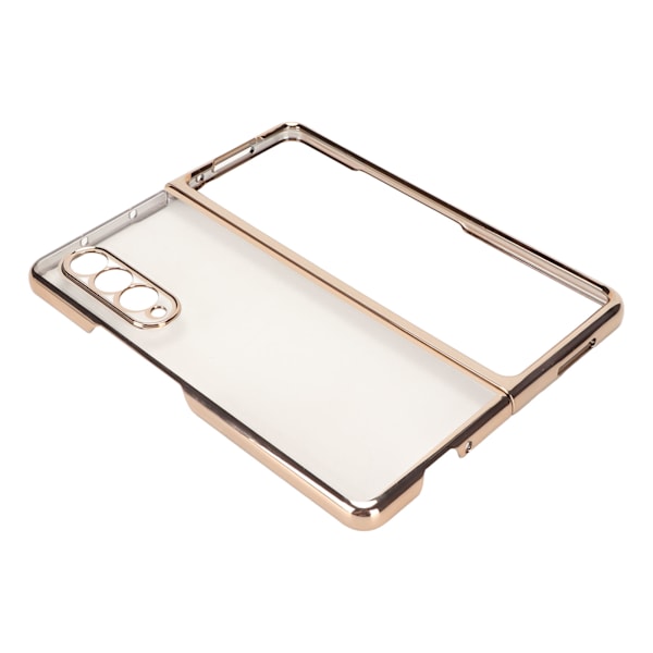 Elektropläterat Framsida Baksida Telefonfodral Reptåligt Framsida Baksida Skyddande Skal för Samsung Galaxy Z Fold 3 Vikbar Telefon Guld