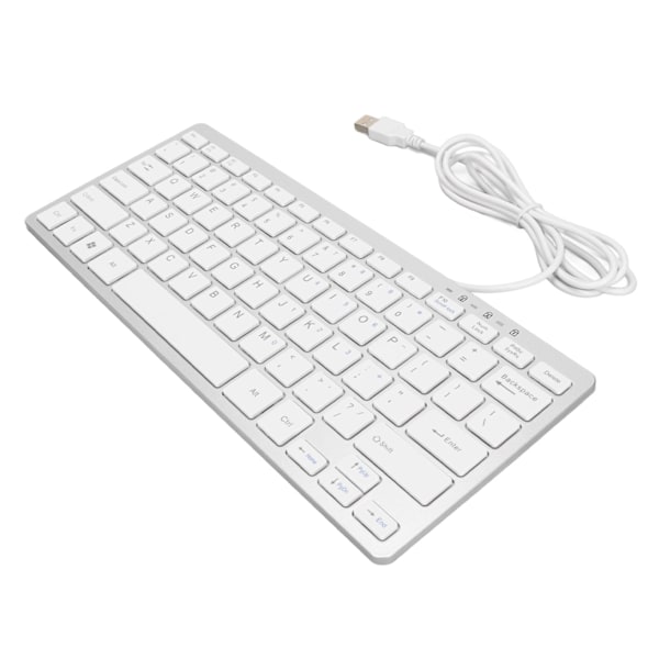 USB Kablet Tastatur 78 Taster Ultratynd Mini Bærbar Anti-Slip Lydløs Tastatur til Bærbare Computere Stationære Computere Sølv