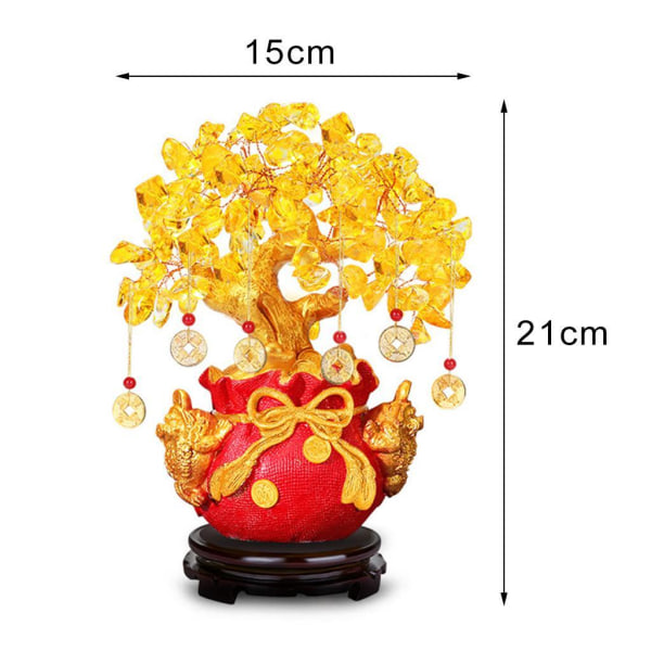 1/2/3 Crystal Money Tree Bonsai Style Feng Shui Ornament med Red with Stand 1 Pc