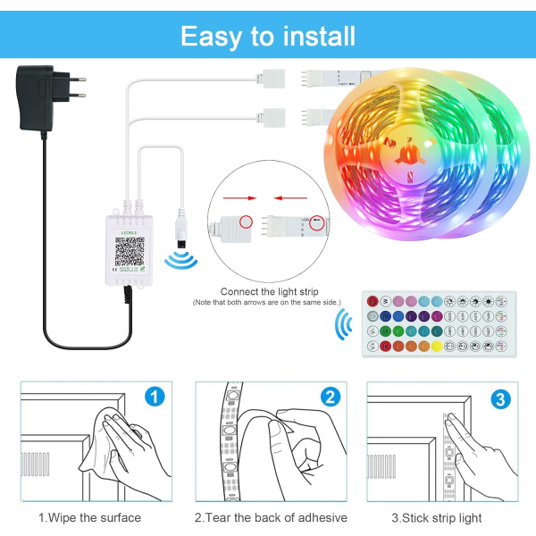 20M LED-nauha, 5050 RGB LED-nauhavalo monivärinen