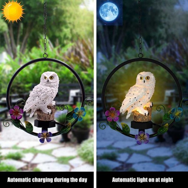 Solar dekorativa trädgårdsljus, Creative Owl Garden Lantern IP55