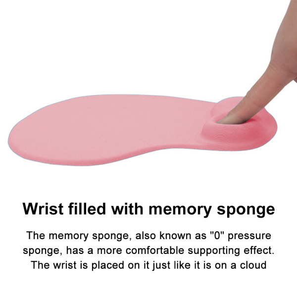 Musematte Memory Foam med håndtak Ergonomisk sklisikker musematte Palm pink