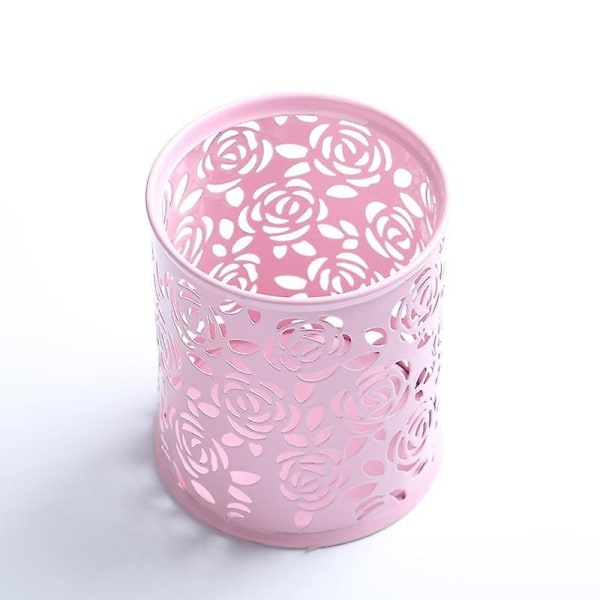 Metal Hollow Rose Flower Design kuglepen/penholder Pink