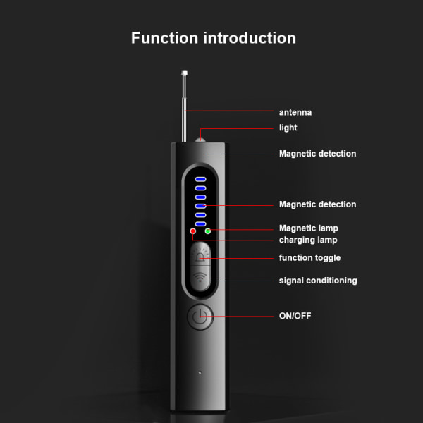 Langaton RF-vakoilunvastainen detektori, piilotetun kameran detektori, etsintä, tutka, radioskanneri, langaton signaalihälytin puhelimelle, toimistoon, kauppaan, hotelliin ja kotiin