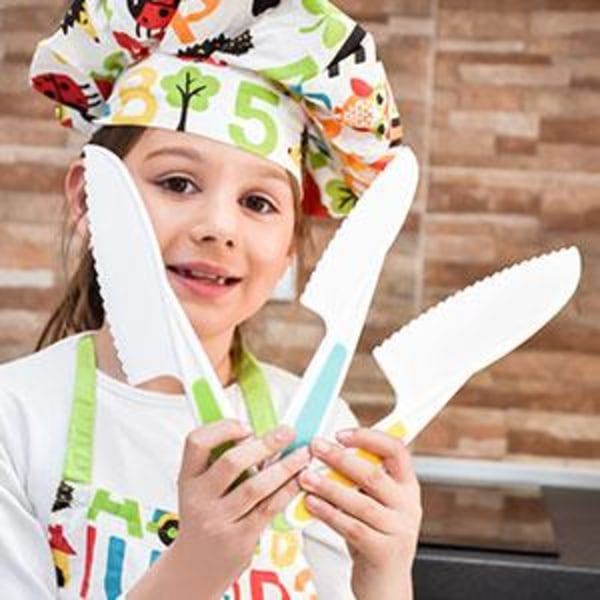 Barnsäkra knivar för att skära frukt, sallad och bröd - barn