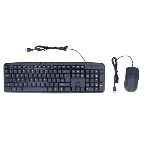 Kablet Tastatur og Mus Kombinasjon Ergonomisk Design 113 Taster Kablet Tastatur 1000DPI Kablet Mus for Stasjonær PC Laptop