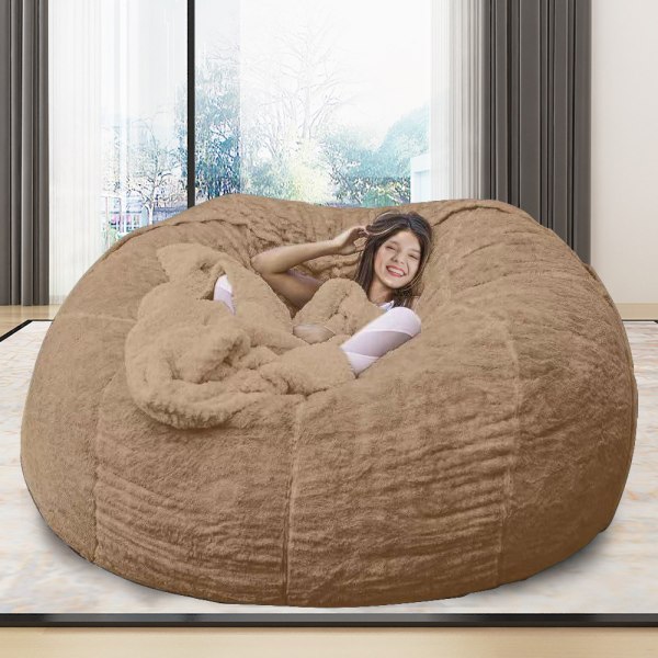 Lazy Sofa Bean Bag imiteret Fur Bean Bag Bean Bag Khaiki