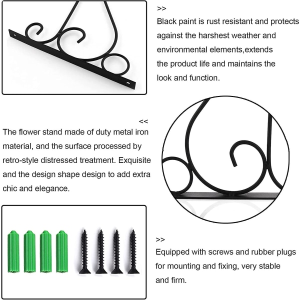 2 Pieces Wall Hanging Plant Hook With Screw Holder Plant Hook Lantern Bird Feeders Metal Garden Basket For Balcony Garden Decoration (geometry)