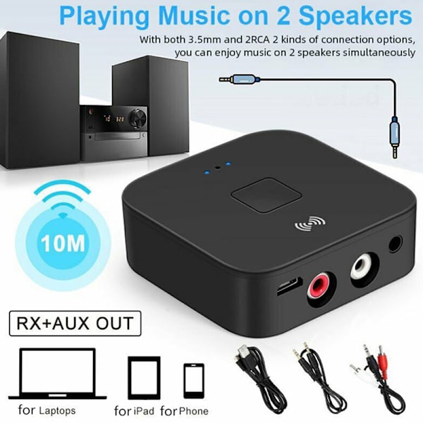Bluetooth 5.0 RCA til Receiver 3.5mm AUX Jack Bluetooth