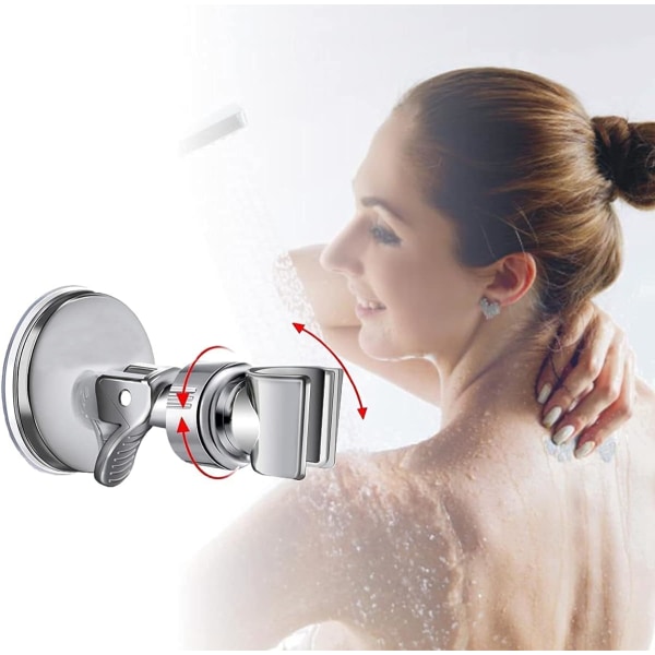 Duschhuvudshållare, utbytbar handhållen duschhållare i plast, justerbar Sugkopp i polerad krom Duschhållare för badrum
