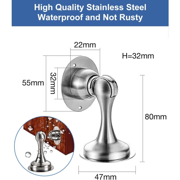 Magnetiske dørstopp Dørstopper Magnetiske dørstopp Rustfritt Stål