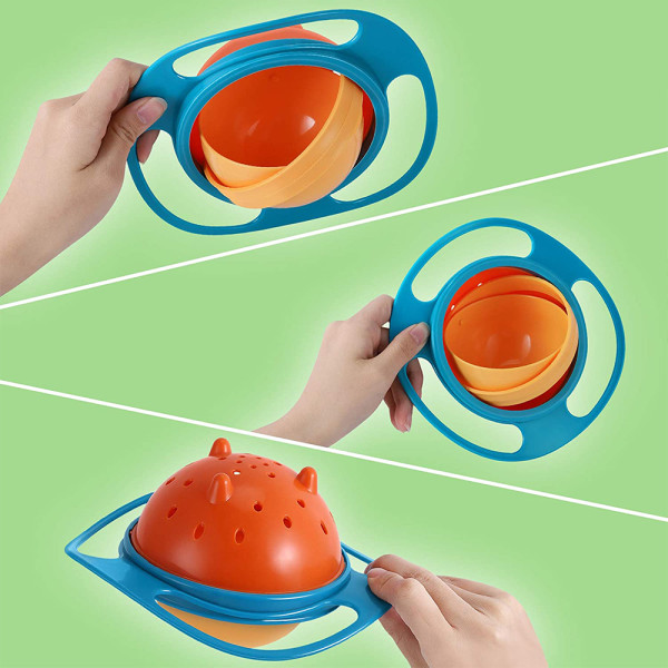 360 graders rotationssikker gyroskopisk skål med låg Blue