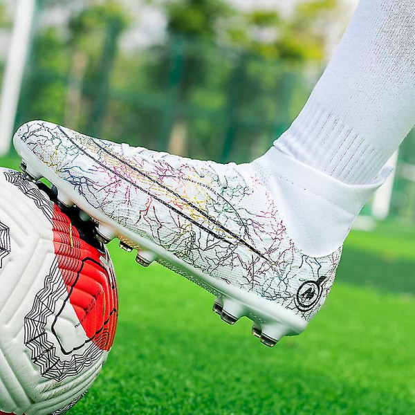 Fotbollsskor för män Halkfria fotbollsskor Klossar Gräs Fotbollssneakers Yj068a White 43