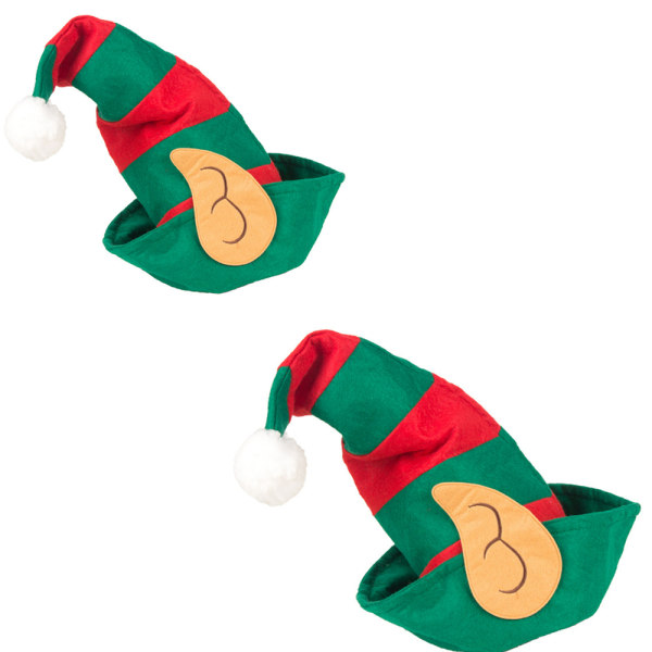 2 stk julestemningshat klovnehat ører rød grøn stribet