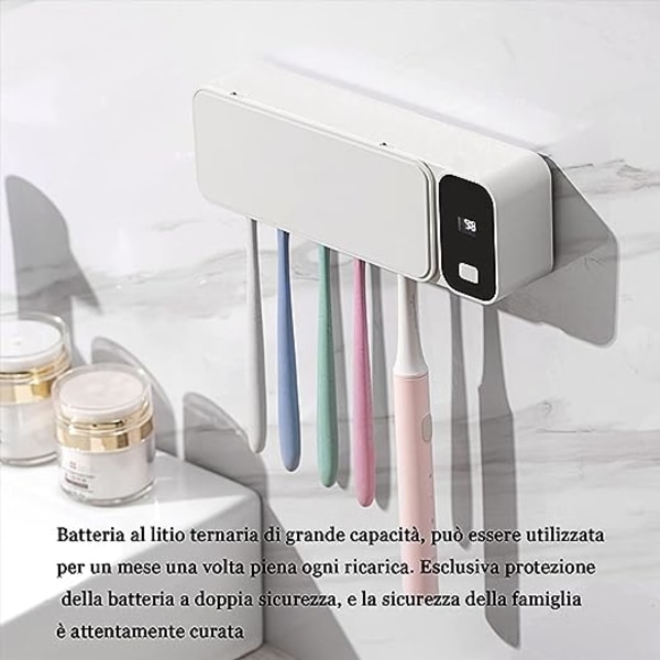 Anti-UV tandbørste til badeværelsestandbørste, vægmonteret steril