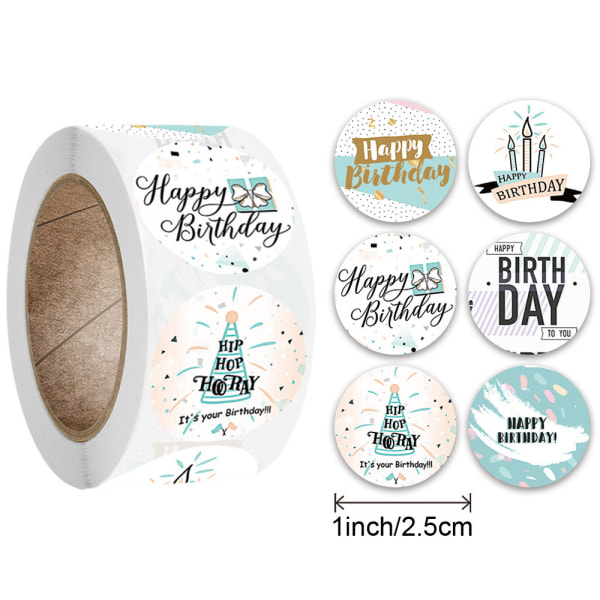 Hyvää syntymäpäivää sinettitarrat 500 kpl Juhlista kuvio Happy B