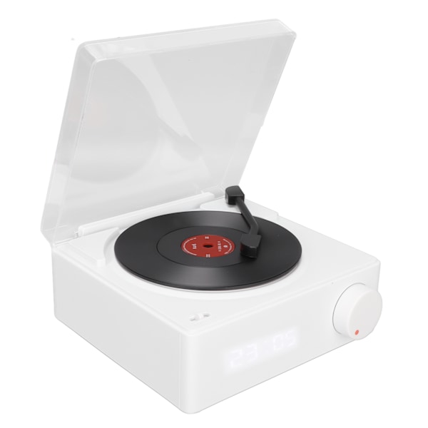 X11 Bluetooth Väckarklocka Högtalare 360 Graders Stereoljud Retro Roterande Vinylskiva Väckarklocka Högtalare DC 5V1A Vit