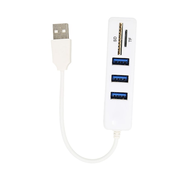 USB2.0 Hub Minneskortläsare Höghastighetsöverföring Plug and Play Enkel Åtkomst USB-Splitter Vit