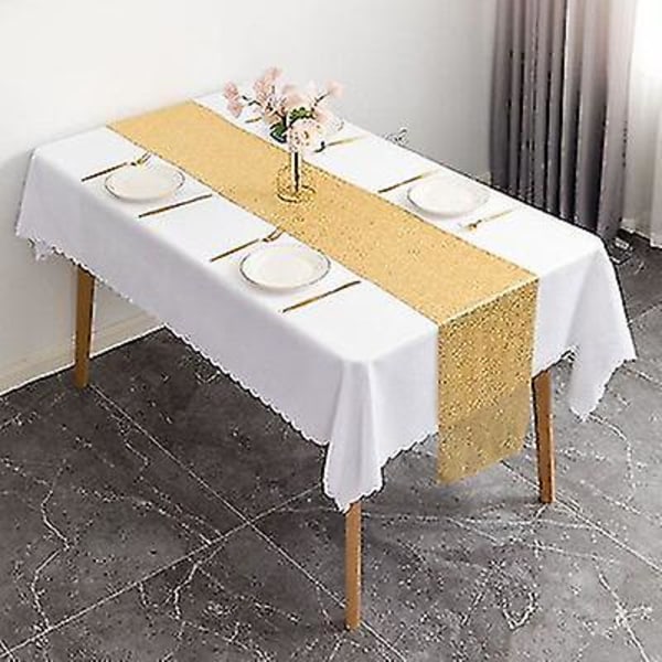 Ny paljet Moderne bordløber til bryllupsdekoration paljet jul fødselsdag babyshower fest hjem te cover gold 30X200cm