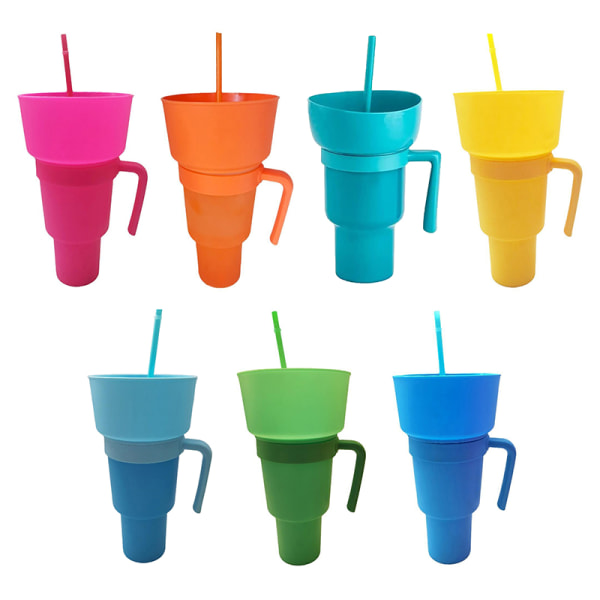 Kannettava Tumbler-välipalakuppi Juomakupilla ja Oljella Monikäyttöinen Yellow