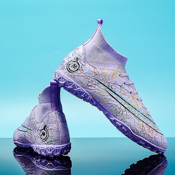 Fotbollsskor för män Halkfria fotbollsskor Klossar Gräs Fotbollssneakers Yj068 Purple 42