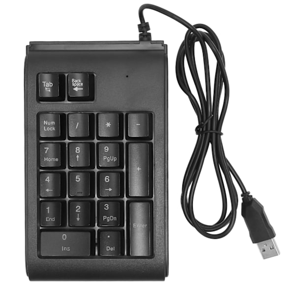 USB Kablet Numerisk Tastatur 19 Taster Numerisk Pad Vandtæt RGB Baggrundslys Bærbar til Notebook Laptop Computer Sort