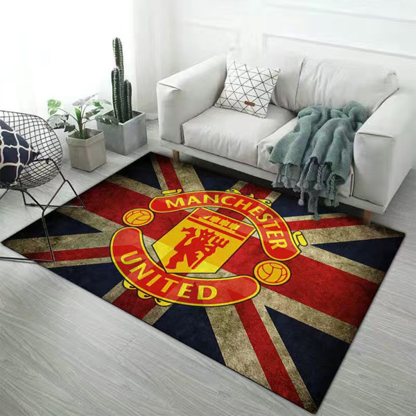 Vintage fyrkantiga mattor Mjuk halkfri matta för hög vattenabsorption för arbetsrum Manchester United