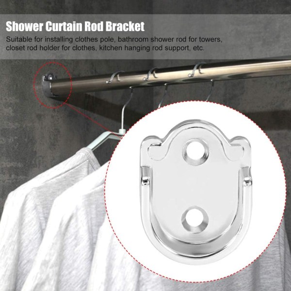 4-pakkaus flänsstångsfästen (25 mm), zinklegering gardinstångshållare, kraftig duschgardinstångshållare